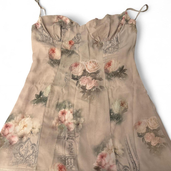 House of CB Christina Vintage Floral Mini Dress NWT L+ - Picture 3 of 4